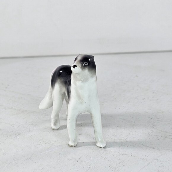 Vintage Porcelain Borzoi Dog Figurine Black & White Ceramic Statue Miniature - Picture 6 of 8